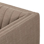 Velvety poly-blend seating takes on dramatic channeling and rich navy hue for trend-forward texture and sumptuous sit Amethyst Home provides interior design, new home construction design consulting, vintage area rugs, and lighting in the Miami metro area.
