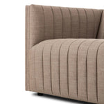 Velvety poly-blend seating takes on dramatic channeling and rich navy hue for trend-forward texture and sumptuous sit Amethyst Home provides interior design, new home construction design consulting, vintage area rugs, and lighting in the Portland metro area.