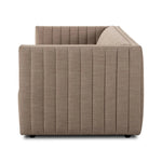 Velvety poly-blend seating takes on dramatic channeling and rich navy hue for trend-forward texture and sumptuous sit Amethyst Home provides interior design, new home construction design consulting, vintage area rugs, and lighting in the San Diego metro area.