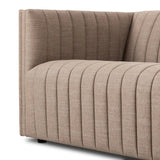 Velvety poly-blend seating takes on dramatic channeling and rich navy hue for trend-forward texture and sumptuous sit Amethyst Home provides interior design, new home construction design consulting, vintage area rugs, and lighting in the Tampa metro area.
