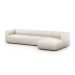 A dramatically channeled sofa with white linen-blend upholstery offers a crisp, clean look and sumptuous sit. Two-piece sectional with right arm-facing chaise, sized for larger spaces Amethyst Home provides interior design, new home construction design consulting, vintage area rugs, and lighting in the Calabasas metro area.