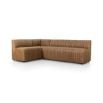 Featuring Augustine Palermo Drift Dining Banquette L Shape 100" by Four Hands at Amethyst Home. Welcome to your new favorite nook for morning coffee. An L-shaped dining banquette is upholstered in tan top-grain leather with a beautifully pronounced grain and dramatic channeling for a linear look. Perfectly sized for smaller spaces.Overall Dimensions: 100.00"w . Amethyst Home provides interior design, new home construction design consulting, vintage area rugs, and lighting in the Dallas metro area.