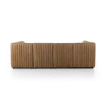 Featuring Augustine Palermo Drift Dining Banquette U Shape 106" by Four Hands at Amethyst Home. The beauty of this modular piece is that the vertical channeling makes for a cohesive feel despite being modular. Your new favorite place to enjoy morning coffee. A U-shaped dining banquette is upholstered in tan top-grain leather with a beautifully pronounced g. Amethyst Home provides interior design, new home construction design consulting, vintage area rugs, and lighting in the Des Moines metro area.