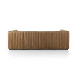 Featuring Augustine Palermo Drift Dining Banquette U Shape 106" by Four Hands at Amethyst Home. The beauty of this modular piece is that the vertical channeling makes for a cohesive feel despite being modular. Your new favorite place to enjoy morning coffee. A U-shaped dining banquette is upholstered in tan top-grain leather with a beautifully pronounced g. Amethyst Home provides interior design, new home construction design consulting, vintage area rugs, and lighting in the Des Moines metro area.