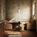 Featuring Augustine Palermo Drift Dining Banquette U Shape 106" by Four Hands at Amethyst Home. The beauty of this modular piece is that the vertical channeling makes for a cohesive feel despite being modular. Your new favorite place to enjoy morning coffee. A U-shaped dining banquette is upholstered in tan top-grain leather with a beautifully pronounced gr. Amethyst Home provides interior design, new home construction design consulting, vintage area rugs, and lighting in the Park City metro area.