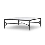 Featuring Babylon Tempered Glass Coffee Table by Four Hands at Amethyst Home. A slim, spare frame of hammered gunmetal pairs with tempered glass, for a clean and timeless coffee table look. Stretchers attach to metal loops for an elevated design detail.Overall Dimensions: 48.00"w x 48.00"d x 16.00"hWeight : 144.67 lbsMaterials: Tempered Glass, Iron. Amethyst Home provides interior design, new home construction design consulting, vintage area rugs, and lighting in the Salt Lake City metro area.