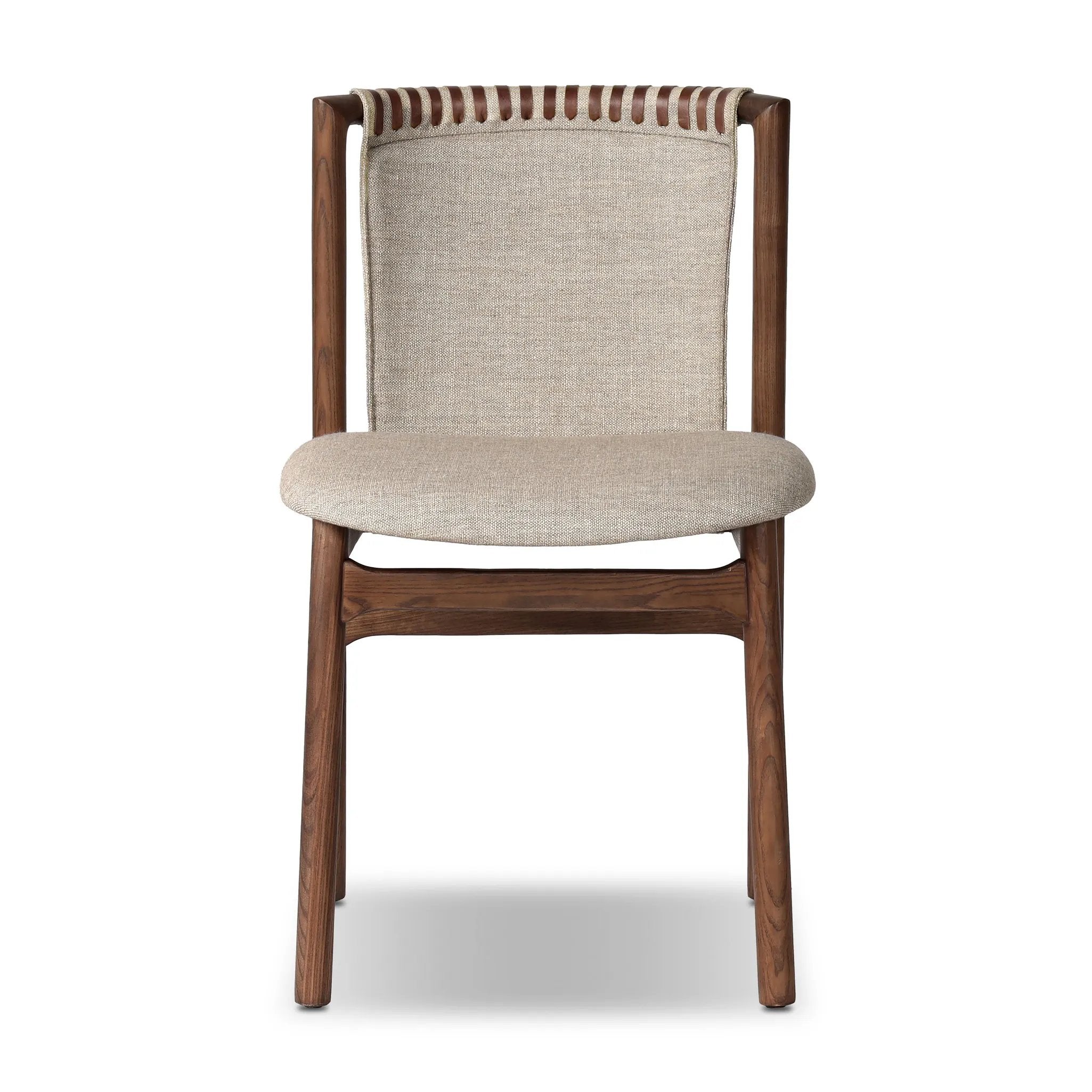 Midcentury-inspired with its minimalist wooden frame, this armless dining chair features a low back and float-like upholstered seat Amethyst Home provides interior design, new home construction design consulting, vintage area rugs, and lighting in the Charlotte metro area.