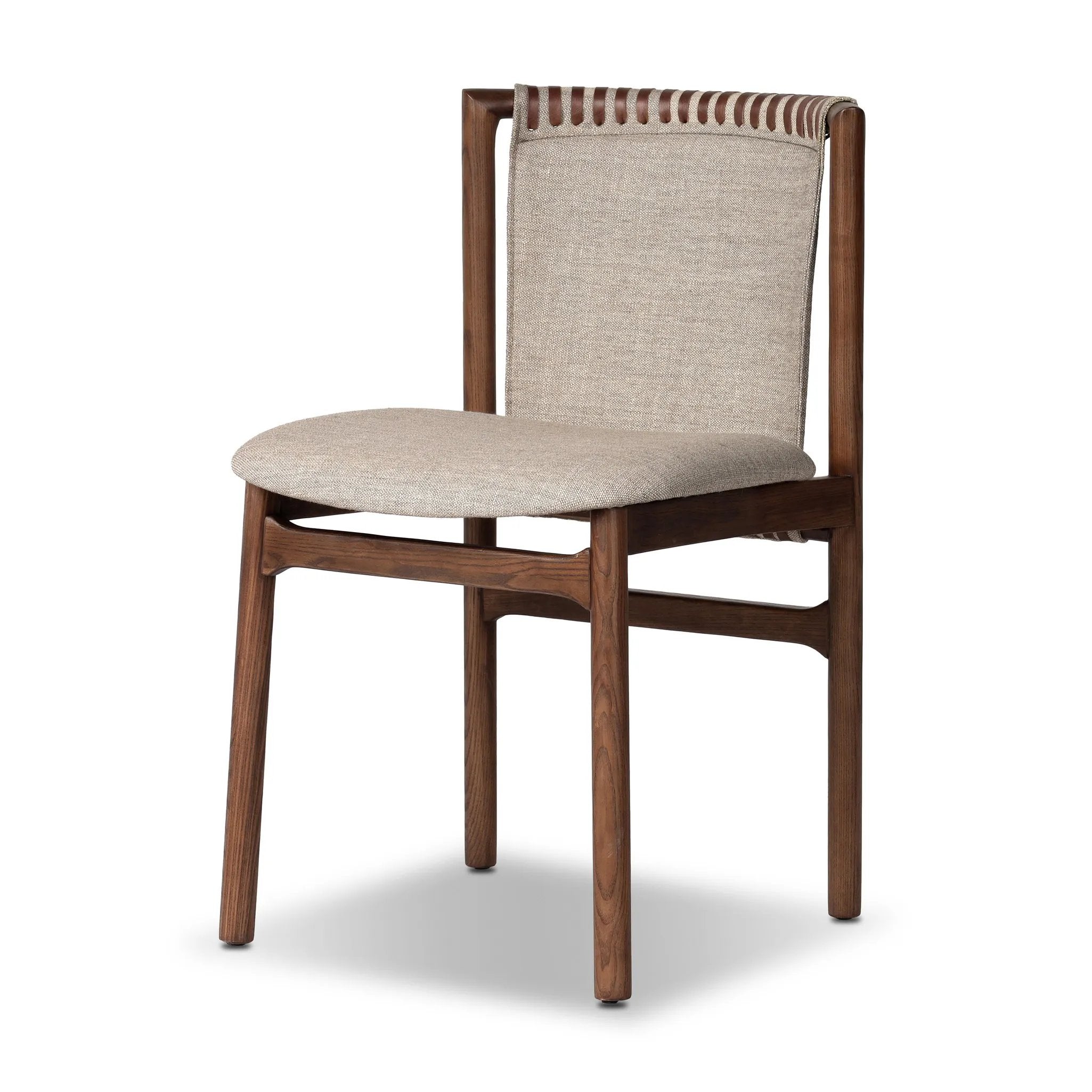 Midcentury-inspired with its minimalist wooden frame, this armless dining chair features a low back and float-like upholstered seat Amethyst Home provides interior design, new home construction design consulting, vintage area rugs, and lighting in the Monterey metro area.
