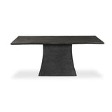Featuring Bala Aged Grey Outdoor Dining Table 72" by Four Hands at Amethyst Home. Aged grey aluminum and a tapered pedestal base bring sculptural presence to this rectangular table. Designed for versatility, its clean lines and subtle texture make it a striking addition to indoor or outdoor spaces. Cover or store indoors during inclement weather and when no. Amethyst Home provides interior design, new home construction design consulting, vintage area rugs, and lighting in the Park City metro area.