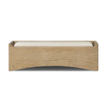 Create extra storage space wherever it's needed. This oak storage bench doubles as seating with its removable cushion upholstered in a neutral performance fabric. A scooped base lightens the look. Performance fabrics are specially created to withstand spills, stains, high traffic and wear, ensuring long-term comfort and unmatched durability Amethyst Home provides interior design, new home construction design consulting, vintage area rugs, and lighting in the Washington metro area.