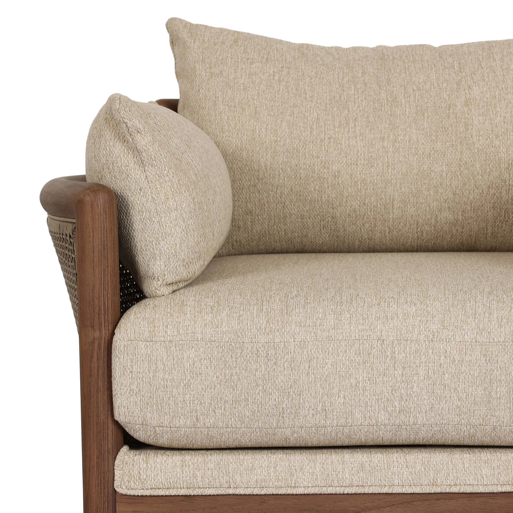 A fresh twist on classic cane weaving, this outdoor chair meets timeless design with durable, all-weather materials and a 360 swivel. Soft curves, plush cushions and elegant woven details bring indoor comfort outside, creating a seamless flow between your spaces. Elevate your outdoor living with a piece that feels as inviting as it looks. Amethyst Home provides interior design, new home construction design consulting, vintage area rugs, and lighting in the Des Moines metro area.