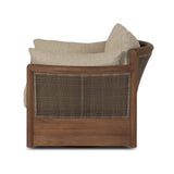 A fresh twist on classic cane weaving, this outdoor chair meets timeless design with durable, all-weather materials and a 360 swivel. Soft curves, plush cushions and elegant woven details bring indoor comfort outside, creating a seamless flow between your spaces. Elevate your outdoor living with a piece that feels as inviting as it looks. Amethyst Home provides interior design, new home construction design consulting, vintage area rugs, and lighting in the Tampa metro area.