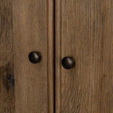 A classically constructed cabinet meets a clever storage solution. Two sets of large, flat-paneled doors conceal spacious shelves. Subtle hardware accents weathered oak. A design collaboration by Amber Lewis and Four Hands. This item has limited online distribution and may not be sold on websites without prior approval. Amethyst Home provides interior design, new home construction design consulting, vintage area rugs, and lighting in the Charlotte metro area.