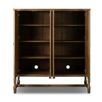 A classically constructed cabinet meets a clever storage solution. Two sets of large, flat-paneled doors conceal spacious shelves. Subtle hardware accents weathered oak. A design collaboration by Amber Lewis and Four Hands. This item has limited online distribution and may not be sold on websites without prior approval. Amethyst Home provides interior design, new home construction design consulting, vintage area rugs, and lighting in the Nashville metro area.