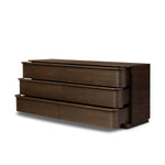 Inspired by aerodynamic-inspired Streamline Moderne style, stacked scalloped reeding wraps this spiced oak dresser with six spacious drawers. The result: a beautifully rhythmic, repeated look. With integrated hardware for a clean finish.As fans of natural materials at Amethyst, we love the nature inspired Benny 6 Drawer Dresser - Spiced Oak Veneer. Amethyst Home provides interior design, new home construction design consulting, vintage area rugs, and lighting in the Kansas City metro area.