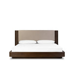 This streamlined silhouette offers so much more at a closer look. Brazilian midcentury inspired with a stacked fluted platform and exaggerated headboard. The headboard features a padded upholstered panel in a light performance fabric. Amethyst Home provides interior design, new home construction design consulting, vintage area rugs, and lighting in the Scottsdale metro area.