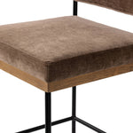 Simple and streamlined with thoughtful details. Slim, black-finished iron frame with solid oak decking, plus black top-grain leather seating for modernity. A stylish staple for any counter Amethyst Home provides interior design, new home construction design consulting, vintage area rugs, and lighting in the Newport Beach metro area.