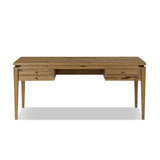 Warm up your workspace with this light-finished writing desk of rich character oak. Tapered legs and subtle corner relief details create a simplified look that complements a home office or flex space. Amethyst Home provides interior design, new home construction design consulting, vintage area rugs, and lighting in the Dallas metro area.