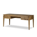 Warm up your workspace with this light-finished writing desk of rich character oak. Tapered legs and subtle corner relief details create a simplified look that complements a home office or flex space. Amethyst Home provides interior design, new home construction design consulting, vintage area rugs, and lighting in the Miami metro area.