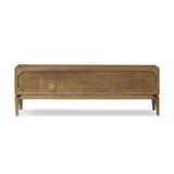Light, natural oak reflects the New American inspiration behind this storage-driven console of warm, natural oak. Elevated on tapered legs with corner relief accents, its asymmetrical design offers storage for your media needs and more Amethyst Home provides interior design, new home construction design consulting, vintage area rugs, and lighting in the Dallas metro area.