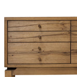Light, natural oak reflects the New American inspiration behind this storage-driven console of warm, natural oak. Elevated on tapered legs with corner relief accents, its asymmetrical design offers storage for your media needs and more Amethyst Home provides interior design, new home construction design consulting, vintage area rugs, and lighting in the Laguna Beach metro area.