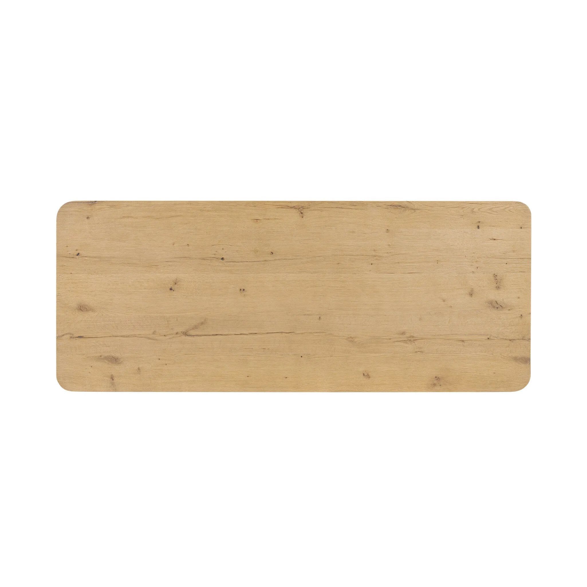 Tapered, curved legs highlight this three-drawer aged-oak writing desk crafted with solid and thick wood veneers Amethyst Home provides interior design, new home construction design consulting, vintage area rugs, and lighting in the Miami metro area.