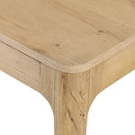 Tapered, curved legs highlight this three-drawer aged-oak writing desk crafted with solid and thick wood veneers Amethyst Home provides interior design, new home construction design consulting, vintage area rugs, and lighting in the Omaha metro area.