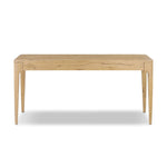 Tapered, curved legs highlight this three-drawer aged-oak writing desk crafted with solid and thick wood veneers Amethyst Home provides interior design, new home construction design consulting, vintage area rugs, and lighting in the Winter Garden metro area.