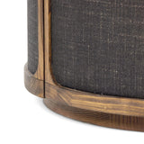 A balance of materials and shape, texture and detail. Warm sungkai wood frames lacquered, black linen side panels. A hidden door opens to interior storage, finishing off this design-forward coffee table with a clever touch.As lovers of wabi sabi materials at Amethyst, we love the designer inspired Bertie End Table. Amethyst Home provides interior design, new home construction design consulting, vintage area rugs, and lighting in the Calabasas metro area.