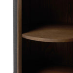 A balance of materials and shape, texture and detail. Warm sungkai wood frames lacquered, black linen side panels. A hidden door opens to interior storage, finishing off this design-forward coffee table with a clever touch.As lovers of wabi sabi materials at Amethyst, we love the designer inspired Bertie End Table. Amethyst Home provides interior design, new home construction design consulting, vintage area rugs, and lighting in the Charlotte metro area.