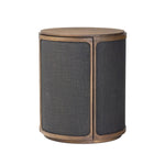 A balance of materials and shape, texture and detail. Warm sungkai wood frames lacquered, black linen side panels. A hidden door opens to interior storage, finishing off this design-forward coffee table with a clever touch.As lovers of wabi sabi materials at Amethyst, we love the designer inspired Bertie End Table. Amethyst Home provides interior design, new home construction design consulting, vintage area rugs, and lighting in the Omaha metro area.
