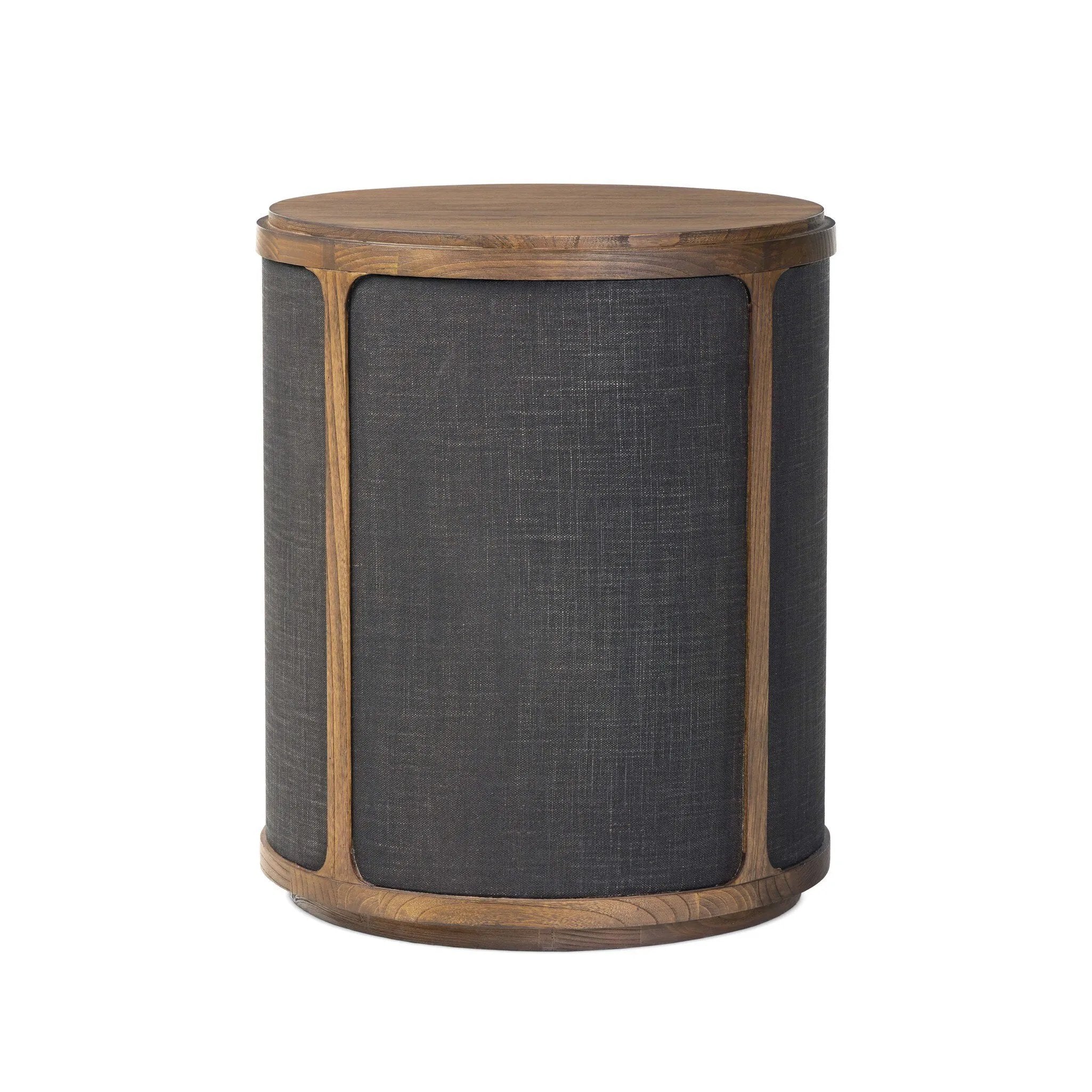 A balance of materials and shape, texture and detail. Warm sungkai wood frames lacquered, black linen side panels. A hidden door opens to interior storage, finishing off this design-forward coffee table with a clever touch.As lovers of wabi sabi materials at Amethyst, we love the designer inspired Bertie End Table. Amethyst Home provides interior design, new home construction design consulting, vintage area rugs, and lighting in the Portland metro area.