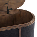 Black lacquer linen and sungkai paneling make for a rich and warm trunk perfectly suited for the foot of your bed. A roomy interior provides ample storage.As lovers of luxe design at Amethyst, we love the designer inspired Bertie Trunk. This item pairs well with other brands such as Visual Comfort and is perfect for wabi sabi homes Amethyst Home provides interior design, new home construction design consulting, vintage area rugs, and lighting in the Seattle metro area.