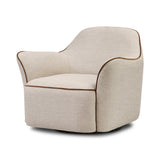 Laid-back wing styling adds dramatic form to this tailored 360-degree swivel chair upholstered in poly-linen performance fabric. The flared arms and comfortable S-spring seat are outlined in piping. Performance fabrics are specially created to withstand spills, stains, high traffic and wear, ensuring long-term comfort and unmatched durability Amethyst Home provides interior design, new home construction design consulting, vintage area rugs, and lighting in the Boston metro area.