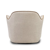 Laid-back wing styling adds dramatic form to this tailored 360-degree swivel chair upholstered in poly-linen performance fabric. The flared arms and comfortable S-spring seat are outlined in piping. Performance fabrics are specially created to withstand spills, stains, high traffic and wear, ensuring long-term comfort and unmatched durability Amethyst Home provides interior design, new home construction design consulting, vintage area rugs, and lighting in the Miami metro area.