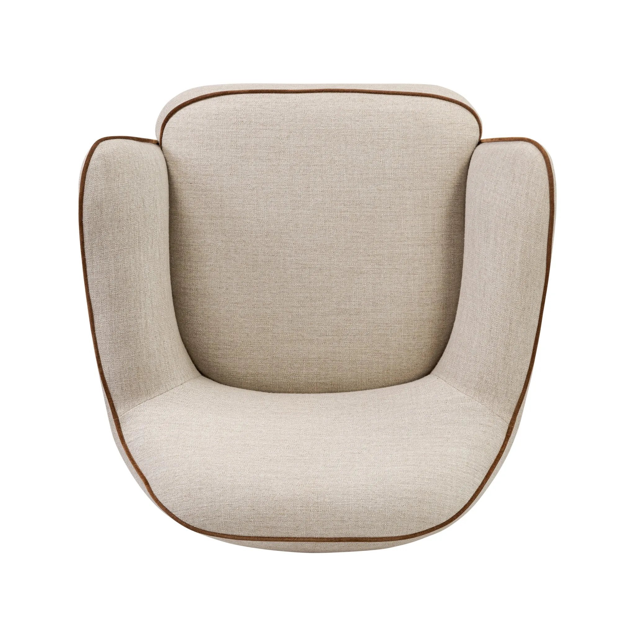 Laid-back wing styling adds dramatic form to this tailored 360-degree swivel chair upholstered in poly-linen performance fabric. The flared arms and comfortable S-spring seat are outlined in piping. Performance fabrics are specially created to withstand spills, stains, high traffic and wear, ensuring long-term comfort and unmatched durability Amethyst Home provides interior design, new home construction design consulting, vintage area rugs, and lighting in the Portland metro area.