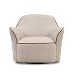 Laid-back wing styling adds dramatic form to this tailored 360-degree swivel chair upholstered in poly-linen performance fabric. The flared arms and comfortable S-spring seat are outlined in piping. Performance fabrics are specially created to withstand spills, stains, high traffic and wear, ensuring long-term comfort and unmatched durability Amethyst Home provides interior design, new home construction design consulting, vintage area rugs, and lighting in the San Diego metro area.