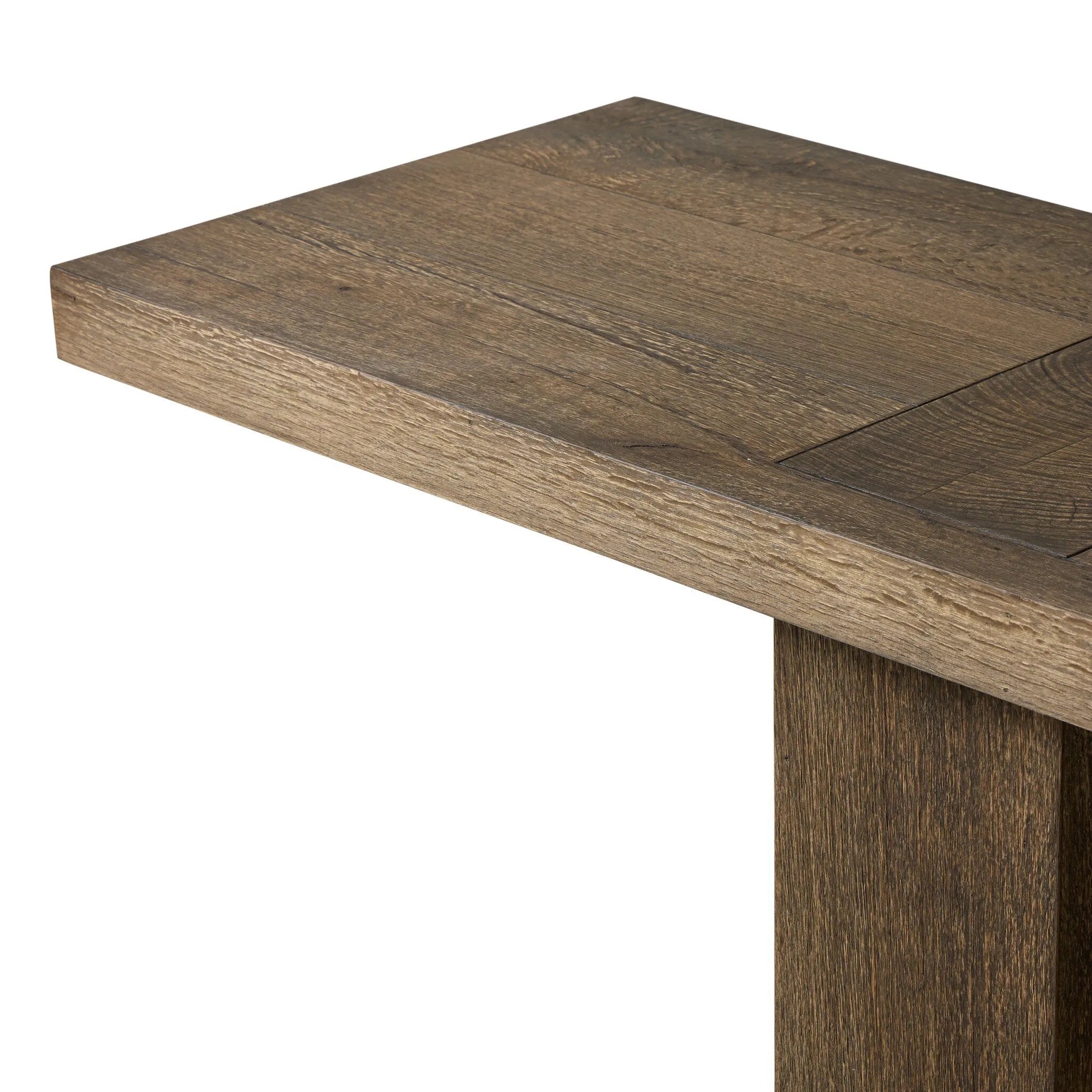 This simple rustic oak veneer console table serves as the perfect canvas for your décor.As enthusiasts of organic modern aesthetics at Amethyst, we love the warm modern inspired Bia Console Table - Rustic Brown. This item pairs well with other brands such as Surya and is perfect for minimalist homes Amethyst Home provides interior design, new home construction design consulting, vintage area rugs, and lighting in the Tampa metro area.