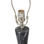 Polished forms define this sculptural table lamp, featuring a base of black Italian marble with distinctive white veining and a tapered flax linen shade Amethyst Home provides interior design, new home construction design consulting, vintage area rugs, and lighting in the Boston metro area.
