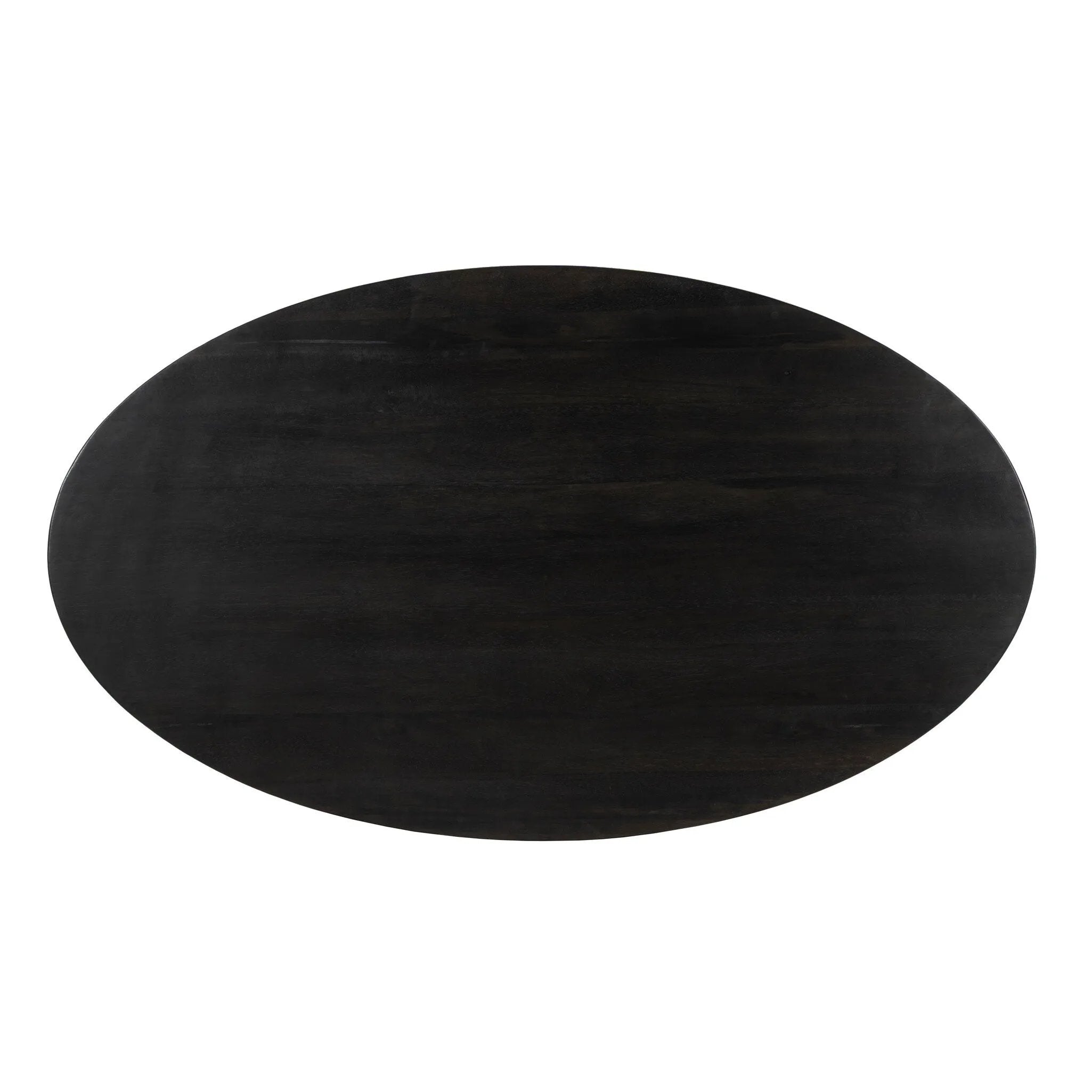 A sculptural showstopper inspired by Italian design. Finished in smoked honey, a cone-tapered parawood base supports an oval tabletop separated by black-finished marble detailing.As enthusiasts of modern aesthetics at Amethyst, we love the warm modern inspired Bibianna Oval Dining Table - Black Marble - Worn Black Parawood. Amethyst Home provides interior design, new home construction design consulting, vintage area rugs, and lighting in the Omaha metro area.