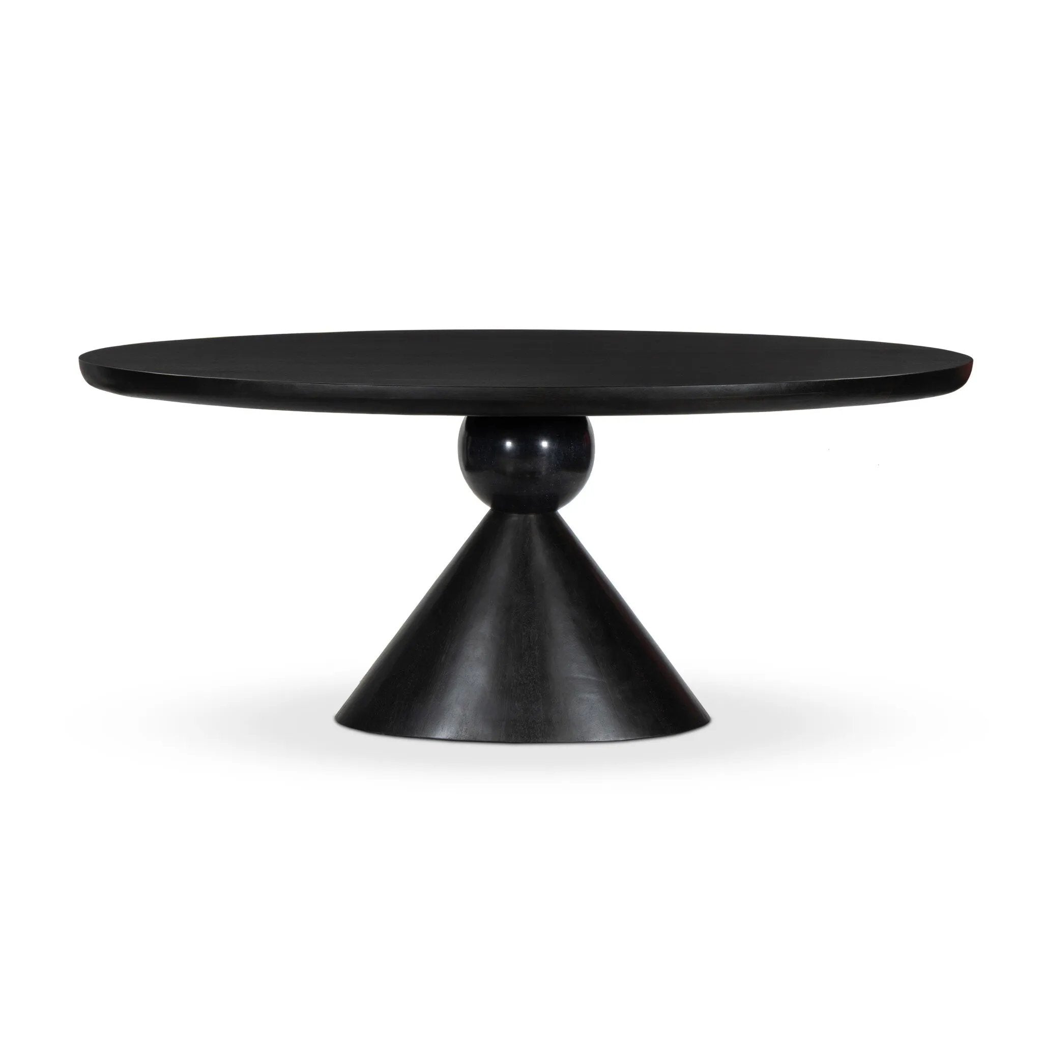 A sculptural showstopper inspired by Italian design. Finished in smoked honey, a cone-tapered parawood base supports an oval tabletop separated by black-finished marble detailing.As enthusiasts of modern aesthetics at Amethyst, we love the warm modern inspired Bibianna Oval Dining Table - Black Marble - Worn Black Parawood. Amethyst Home provides interior design, new home construction design consulting, vintage area rugs, and lighting in the Salt Lake City metro area.