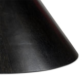 A sculptural showstopper inspired by Italian design. Finished in smoked honey, a cone-tapered parawood base supports an oval tabletop separated by black-finished marble detailing.As enthusiasts of modern aesthetics at Amethyst, we love the warm modern inspired Bibianna Oval Dining Table - Black Marble - Worn Black Parawood. Amethyst Home provides interior design, new home construction design consulting, vintage area rugs, and lighting in the Tampa metro area.