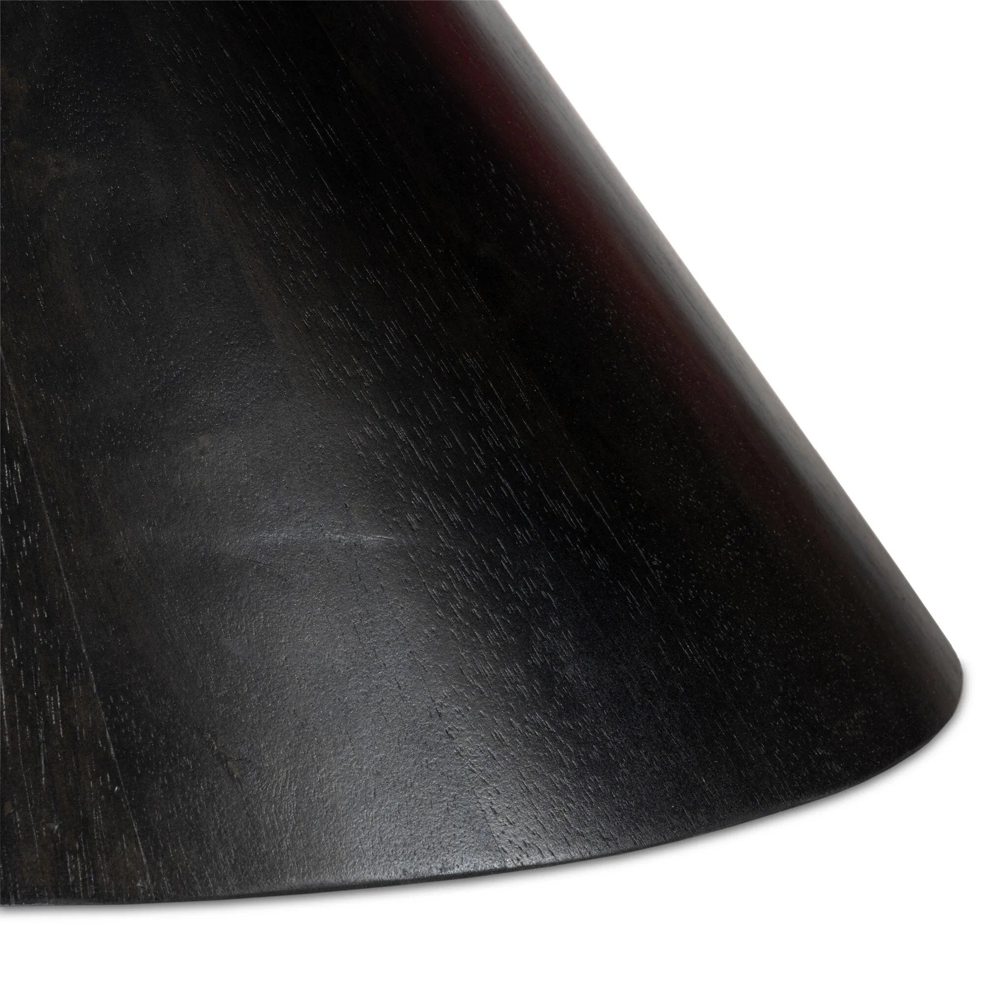 A sculptural showstopper inspired by Italian design. Finished in smoked honey, a cone-tapered parawood base supports an oval tabletop separated by black-finished marble detailing.As enthusiasts of modern aesthetics at Amethyst, we love the warm modern inspired Bibianna Oval Dining Table - Black Marble - Worn Black Parawood. Amethyst Home provides interior design, new home construction design consulting, vintage area rugs, and lighting in the Tampa metro area.