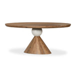 A sculptural showstopper inspired by Italian design. Finished in smoked honey, a cone-tapered parawood base supports an oval tabletop separated by white-finished marble detailing.As lovers of clean aesthetics at Amethyst, we love the nature inspired Bibianna Oval Dining Table - Honed White Marble - Smoked Honey. Amethyst Home provides interior design, new home construction design consulting, vintage area rugs, and lighting in the Scottsdale metro area.