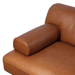 A low-slung and layered design inspired by mid-century Italian seating. The sofa balances a slim metal frame with a voluminous feather-blended interior wrapped in top-grain leather that only gets better with age.As enthusiasts of luxe style at Amethyst, we love the nature inspired Blaine Sofa -96" - Lorento Cognac. Amethyst Home provides interior design, new home construction design consulting, vintage area rugs, and lighting in the Newport Beach metro area.