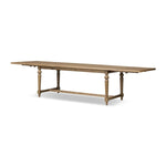 Bring a traditional look to the dining room for parties large or small. A turned, tapered base of solid oak support a rectangular tabletop of oak veneer, with a warm, worn finish. On both ends, breadboard extensions provide the option to expand to fit up to 12 guests. Ships with screws for extension pieces.Collection: Bolto Amethyst Home provides interior design, new home construction design consulting, vintage area rugs, and lighting in the Salt Lake City metro area.