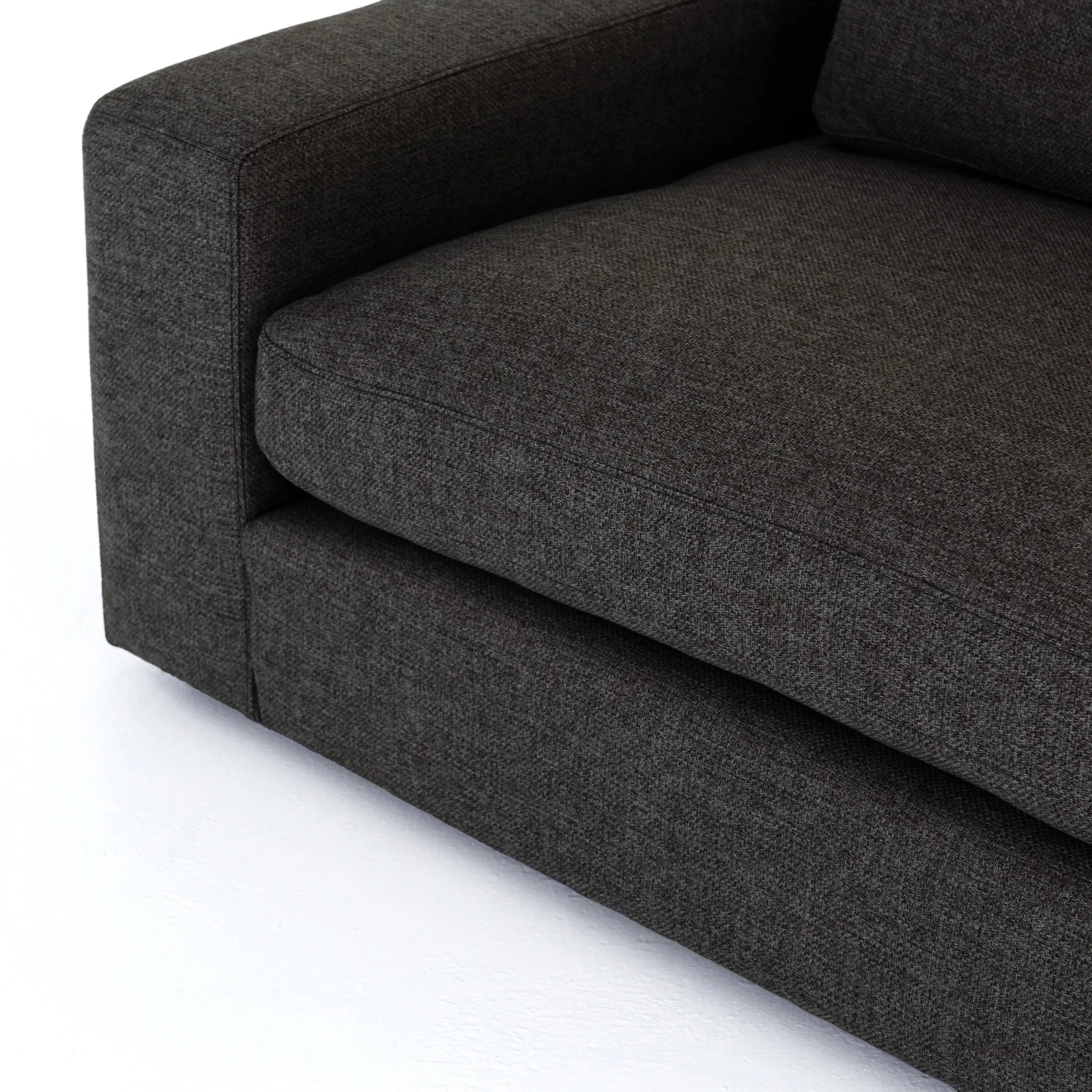 Featuring Bloor Landale Charcoal 3-Piece Sectional by Four Hands at Amethyst Home. Overall Dimensions: 131.00"w x 46.00"d x 31.50"hWeight : 284.83 lbsMaterials: 100% Polyester, Solid Pine, Pine Plywood. Amethyst Home provides interior design, new home construction design consulting, vintage area rugs, and lighting in the Kansas City metro area.