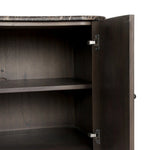 Fluid contours give shape to this solid mindi nightstand, topped with a dark brown marble top. Two doors with knobbed pulls open to inset shelves for organized bedside storage.As enthusiasts of luxe style at Amethyst, we love the optimistic inspired Boa Nightstand - Espresso Mindi Veneer - Dark Honed Emperador Marble. Amethyst Home provides interior design, new home construction design consulting, vintage area rugs, and lighting in the Miami metro area.