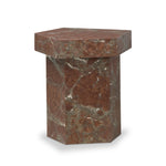 Featuring Brando Smoke and Russet Marble End Table by Four Hands at Amethyst Home. Add a unique piece to your collection with a solid marble end table. With an irregular pentagon shape and heavy natural veining in rich rust and grey tones, each piece varies for a look that's truly one of a kind. Overall Dimensions: 20.00"w x 19.00"d x 23.00"h. Amethyst Home provides interior design, new home construction design consulting, vintage area rugs, and lighting in the Boston metro area.