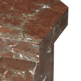 Featuring Brando Smoke and Russet Marble End Table by Four Hands at Amethyst Home. Add a unique piece to your collection with a solid marble end table. With an irregular pentagon shape and heavy natural veining in rich rust and grey tones, each piece varies for a look that's truly one of a kind. Overall Dimensions: 20.00"w x 19.00"d x 23.00"h. Amethyst Home provides interior design, new home construction design consulting, vintage area rugs, and lighting in the Charlotte metro area.